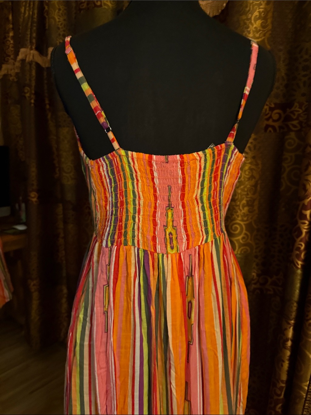 Striped Pink Multi-Color Maxi Dress - Lightweight Summer Sundress - Picture 5 of 5